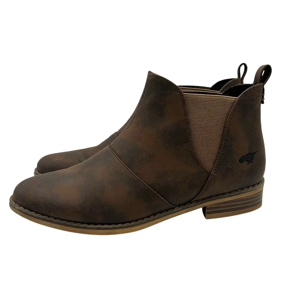Rocket Dog Maylon Brown Faux Leather Chelsea Ankle Boots 8.5 EU 39 Pull On Fall
